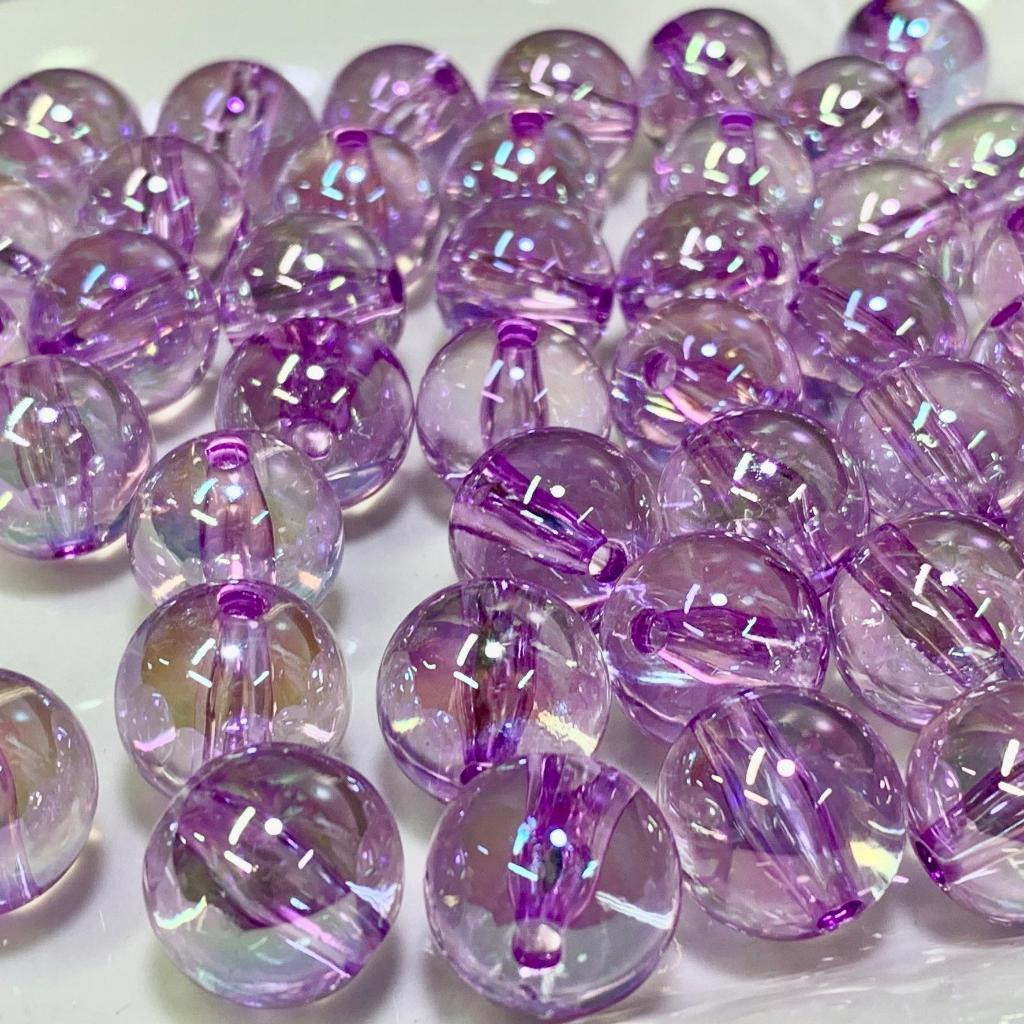 ลูกปัดกลม ใส อะคริลิค เคลือบโฮโลแกรม ขนาด 16mm อุปกรณ์เสริมงานฝีมือ งาน DIY ใช้สำหรับทำ พวงกุญแจ ที่ห้อยโทรศัพท์ ที่ห้อย