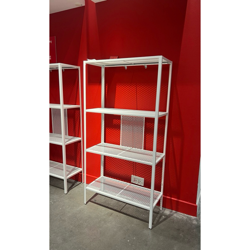 ชั้นวางของ IKEA (อิเกีย) : BAGGEBO (บักเกบู) 4 ชั้น โลหะ สีขาว 60x116x25 ซม.