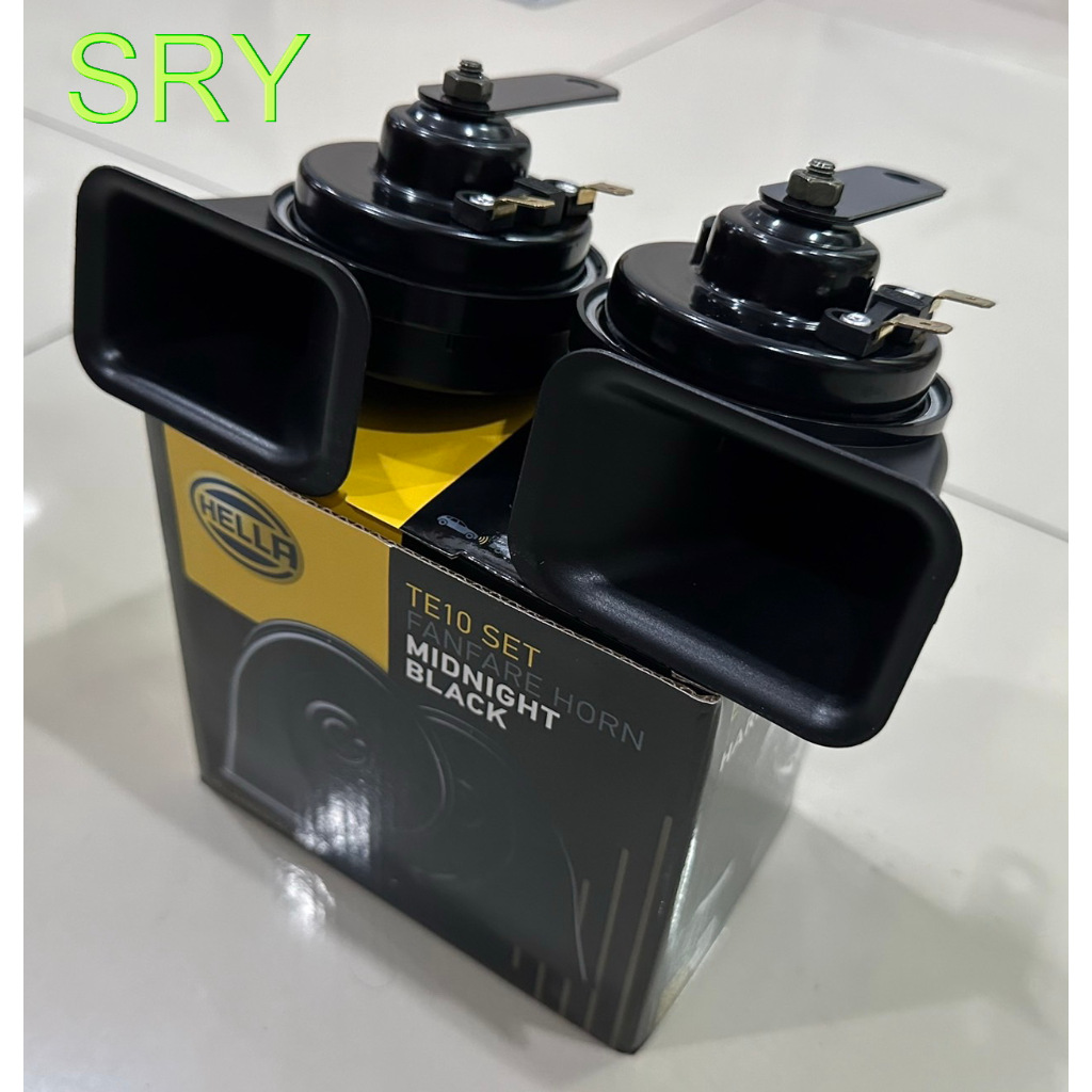แตรรถยนต์ HELLA Midnight Twin  สีดำ (แพ็ค 1 คู่) 12V , 110dB(A) , 410/490 Hz HELLA ของแท้
