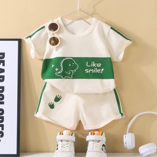 Babyonline(Y126)D4-0F1 (ส่งด่วน1วัน)ชุดเซ็ตเสื้อแขนสั้นกางเกงขาสั้นลายการ์ตูนสุดน่ารัก ผ้าฝ้าย นิ่ม ใส่สบาย