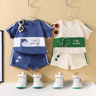 Babyonline(Y126)D4-0F1 (ส่งด่วน1วัน)ชุดเซ็ตเสื้อแขนสั้นกางเกงขาสั้นลายการ์ตูนสุดน่ารัก ผ้าฝ้าย นิ่ม ใส่สบาย