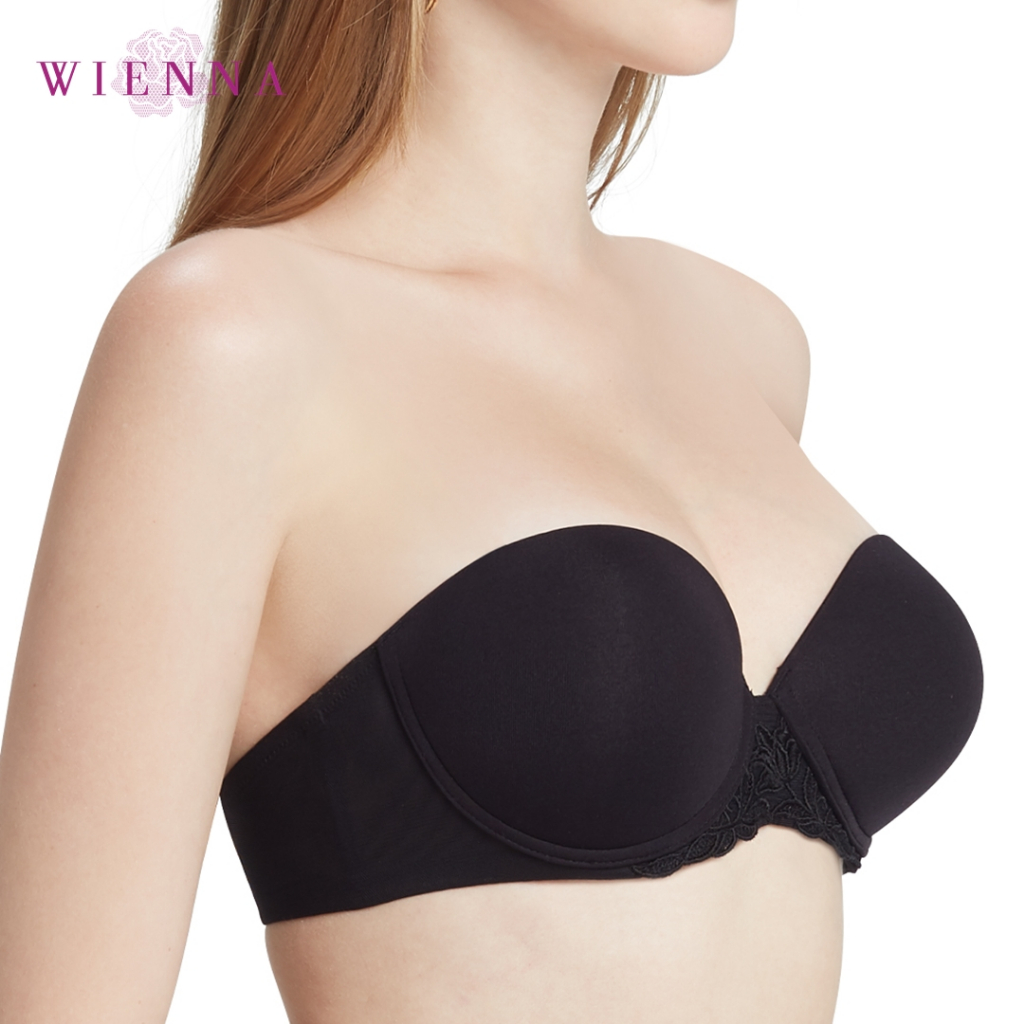 WIENNA BRA DB27721 เสื้อชั้นใน ถอดสายได้ แบบเกาะอก สีเนื้อ ดำ น้ำเงินเข้ม แดง น้ำเงินคราม Lily Rose
