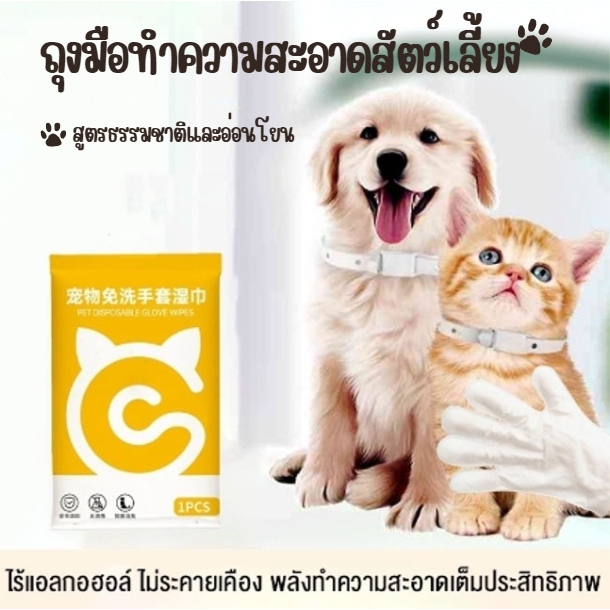 🐾ถุงมืออาบน้ำสัตว์เลี้ยง ถุงมือเช็ดตัว ดับกลิ่น ดูแลผิวสุนัขและแมว ช่วยยับยั้งแบคทีเรีย สำหรับสุนัขและแมว🐾