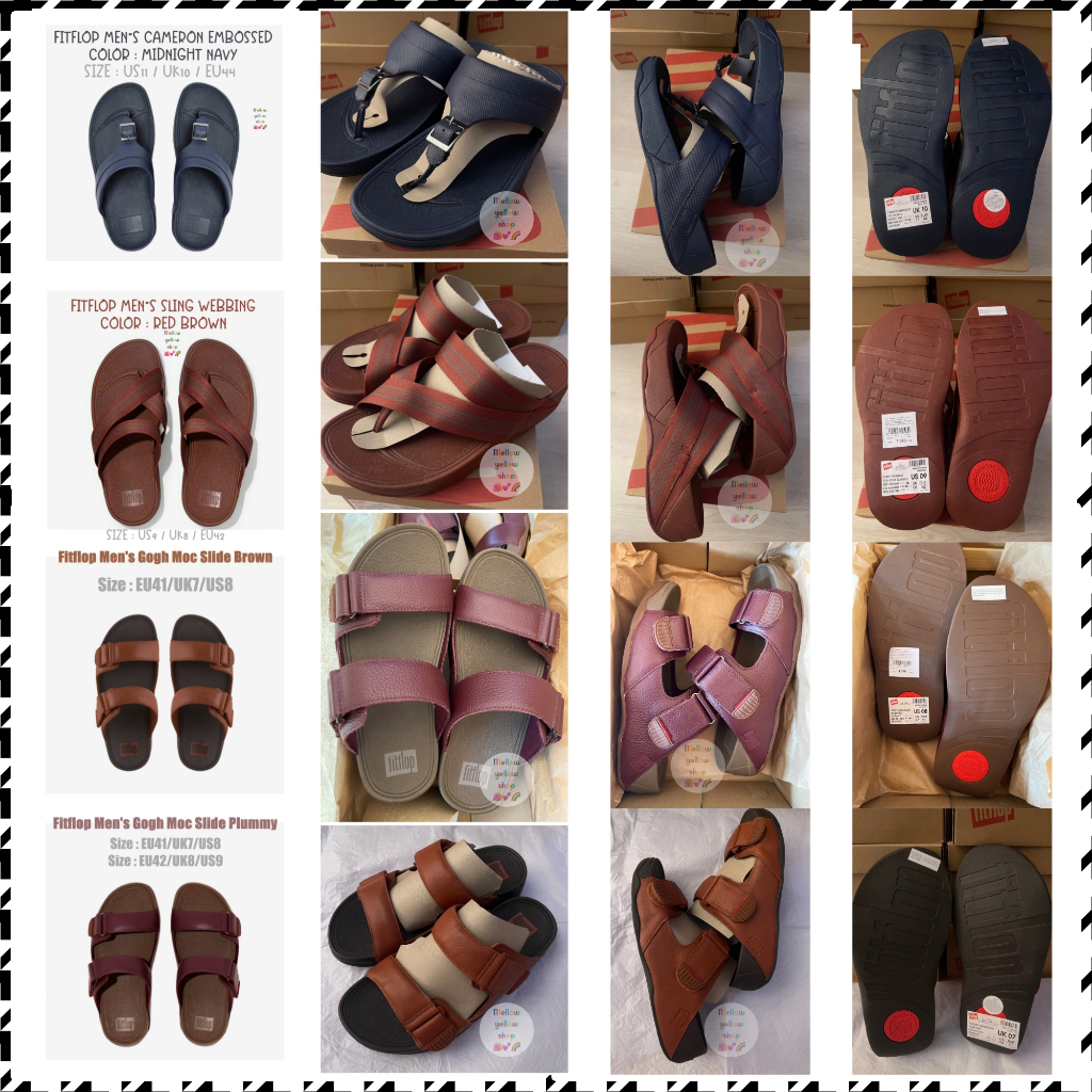 (ลดเพิ่ม 30% / ภาพสินค้าจริง) รองเท้า Fitflop Men's Gogh Moc Slide Brown / Plummy / SLING WEBBING / 