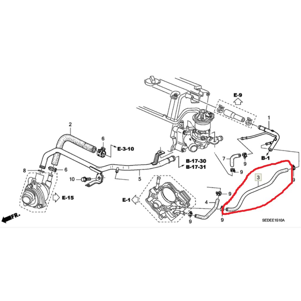 ท่อปั๊มน้ำ HONDA ACCORD Gen7 G7 ปลาวาฬ 2.0 2.4 3.0 2003-2007 K20A K20Z 2.0 K24A 2.4 J30A 3.0
