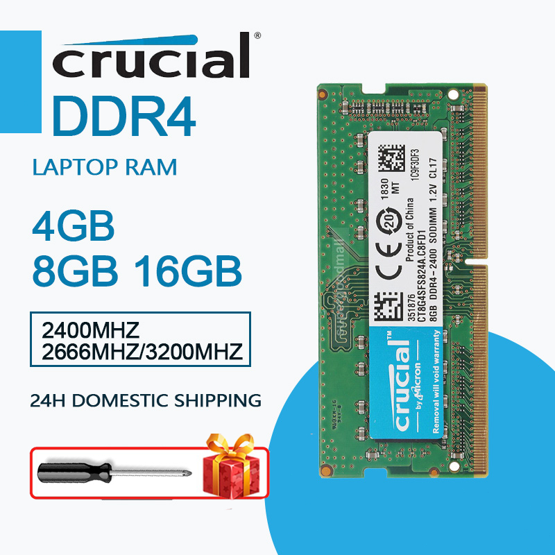 [Local 24H SENT] Crucial 4GB 8GB 16GB DDR4 RAM 2400MHZ 2666MHZ 3200MHZ Laptop 2RX8 SODIMM Memory for Notebook