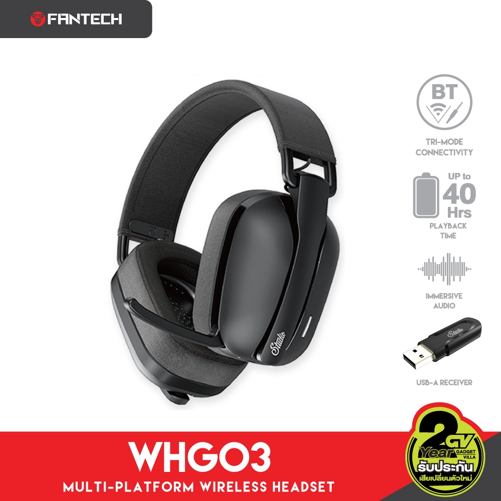 FANTECH รุ่น WHG03 หูฟังไร้สาย บลูทูธ ระบบเสียงเซอร์ราวด์ มีระบบ low latency Multi-Platform Wireless