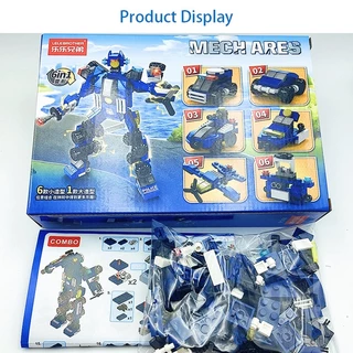 6in1 รถตำรวจ บล็อกตัวต่อ ชุดของเล่นเพื่อการศึกษา สําหรับเด็ก 3D ของเล่น เสริมพัฒนาการเด็ก