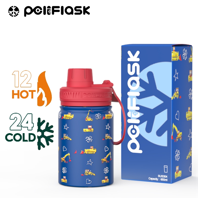 Peliflask แก้วน้ำเด็ก 12oz สแตนเลส304 พร้อมหูหิ้ว แก้วเก็บความเย็น/ร้อน ขวดน้ำสแตนเลส