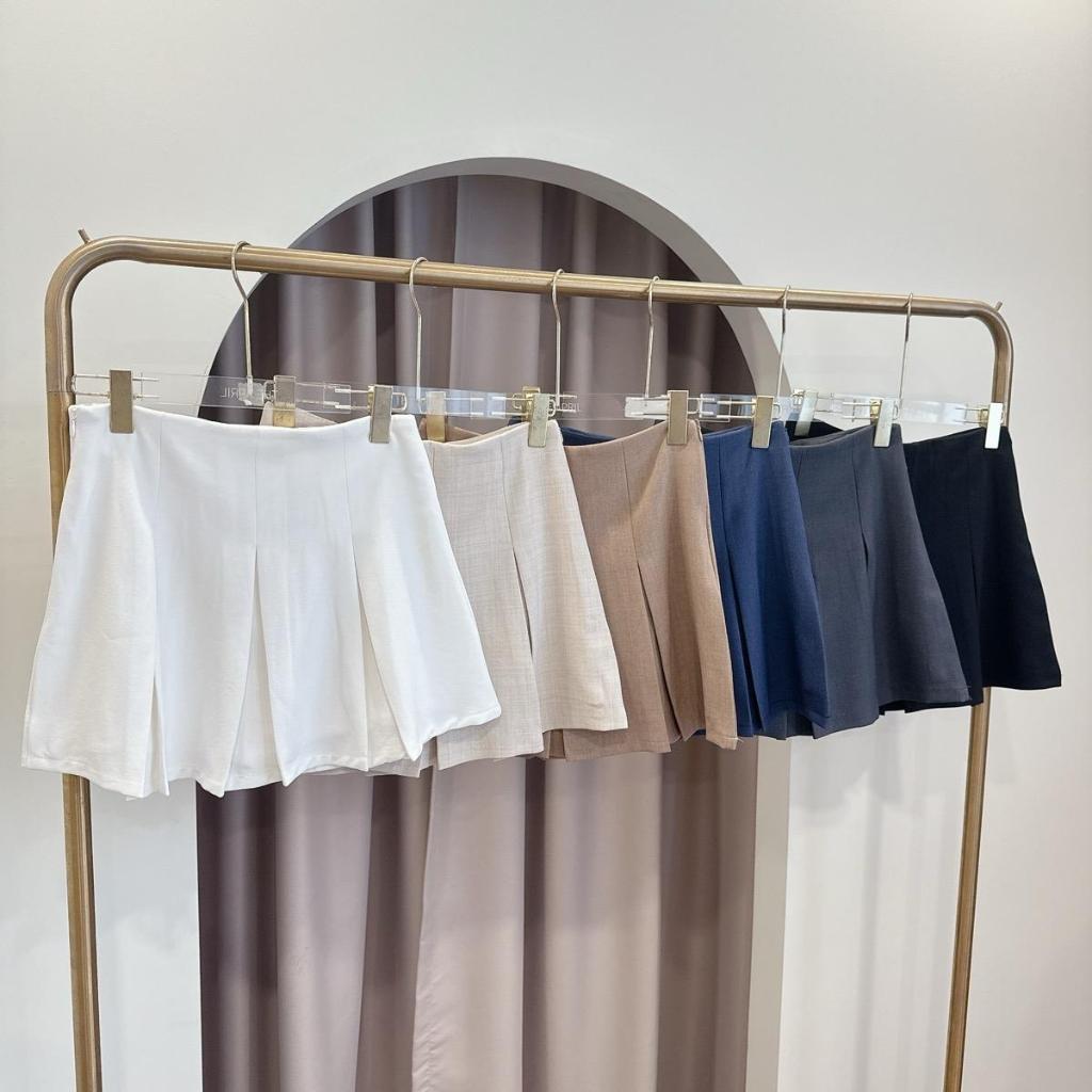 กระโปรงเทนนิสซิปข้าง เอวสะดือ ผ้าสโนว์(S-6XL) - Mesave