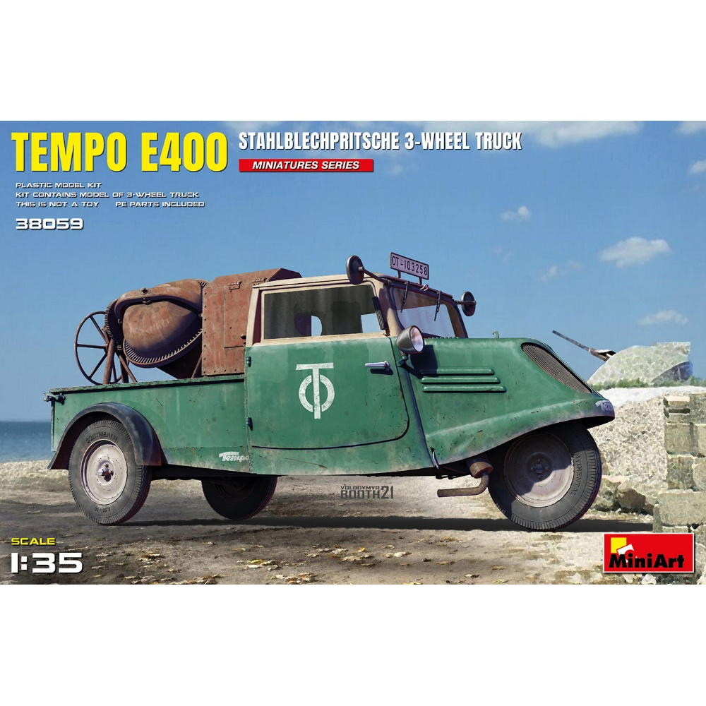 [MiniArt] 1/35 : Tempo E400 Stahlblechpritsche 3-Wheel Truck [MI 38059]
