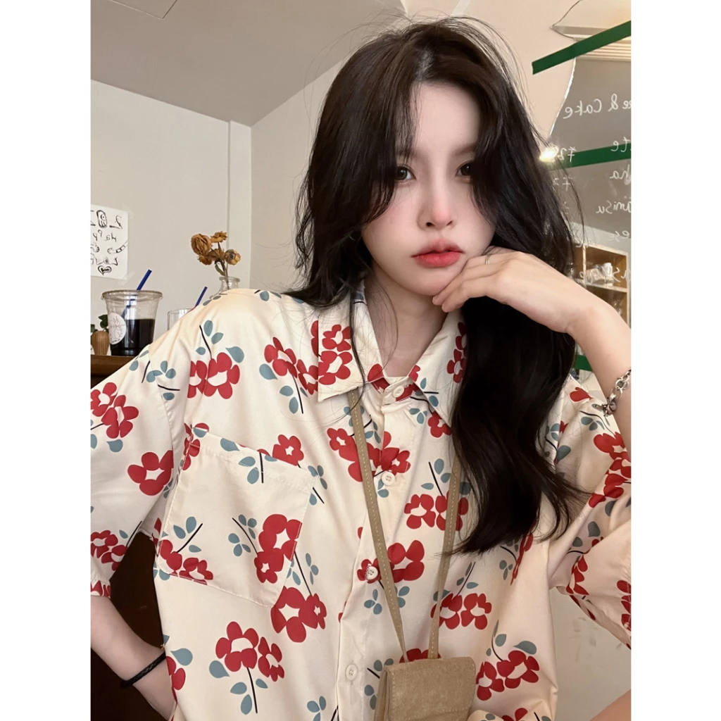 STYLE W370 เสื้อแขนสั้น ลายดอก ทรงโอเวอร์ไซส์ thumbnail 4