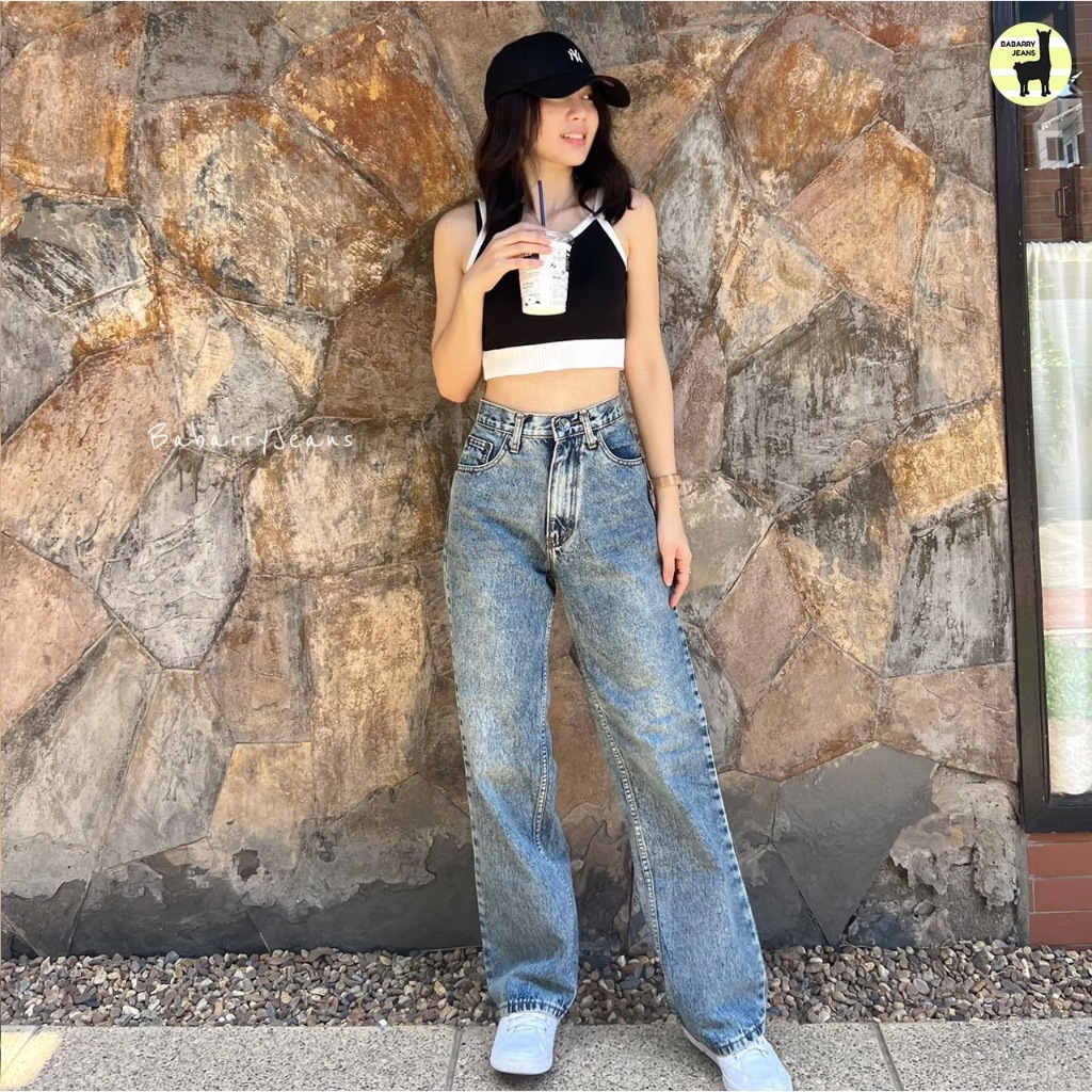 BabarryJeans กางเกงยีนส์ ทรงกระบอก ผญ เอว 25-40 นิ้ว สียีนส์ฟอก - รูปที่ 2