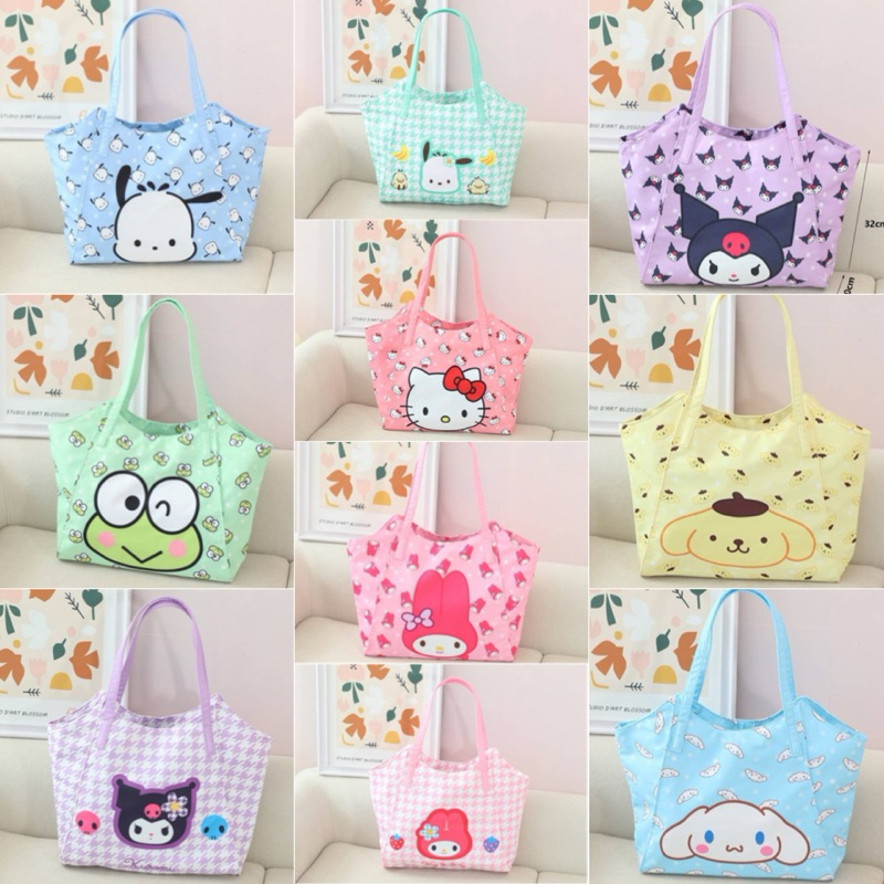 พร้อมส่งในไทย กระเป๋า Sanrio Tote Bag ใบใหญ่ ใช้สะพายไหล่ หรือ แบบหิ้วได้ รุ่นนี้คุ้มมาก