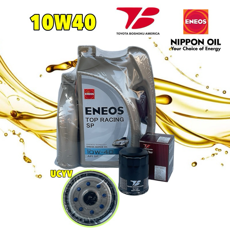 TKD น้ำมันเครื่อง Eneos Top Racing Sp 10W40 +กรองเครื่อง Boshoku รหัส OS-009 Honda ใช้ได้ทุกรุ่น 4+1ลิตร