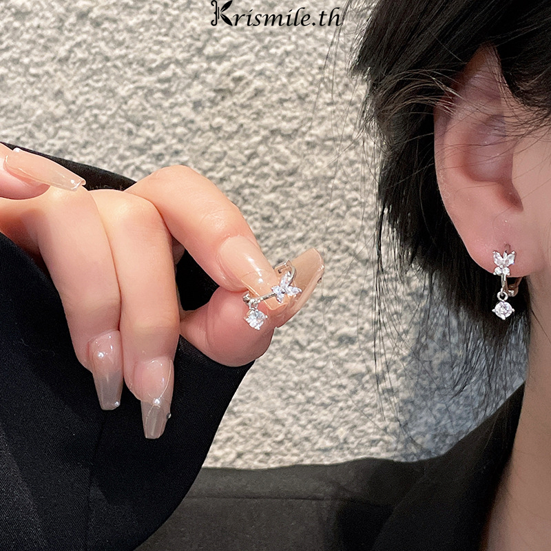 COD-ในไทย ต่างหูสตั๊ด รูปผีเสื้อ ประดับเพทาย ระดับไฮเอนด์ INSสไตล์เกาหลี สำหรับผู้หญิง ไม่ทําให้แพ้ง่าย เหมาะกับของขวัญ