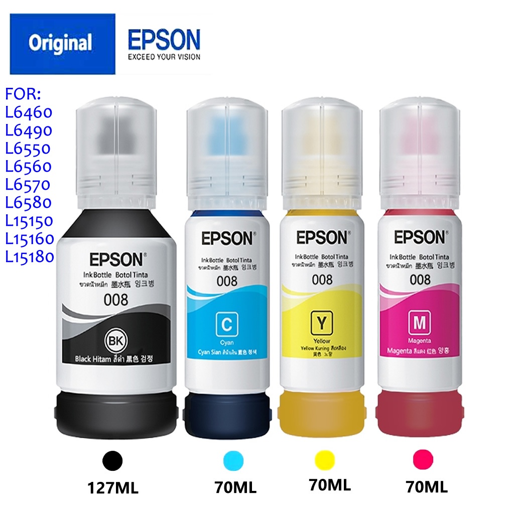 Epson หมึกเบอร์ 008 Black / Cyan / Magenta / Yellow ink bottle (Pigment)