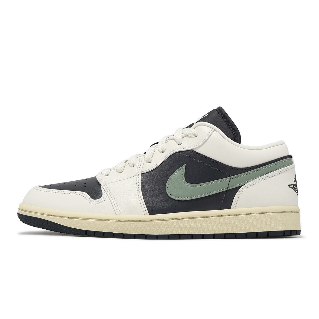 รองเท้าลำลอง Nike Wmns Air Jordan 1 Low รองเท้าผู้หญิงรองเท้าผู้ชายสีขาวสีเขียว AJ1 DC0774-001