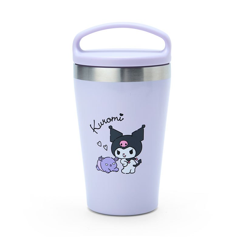 ถ้วยสแตนเลสมีหิ้ว ku Kuromi กว้างประมาณ 8.5 x ลึก 8.5 x สูง 16 ซม. ความจุ: 330mL แก้วน้ำสแตนเลส