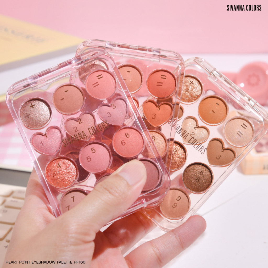 HF160 ซีเวนน่า คัลเลอร์ ฮาร์ท พอยท์ อายแชร์โดว์ พาเลทท์ Sivanna Colors Heart Point Eyeshadow Palette 9.3 g.