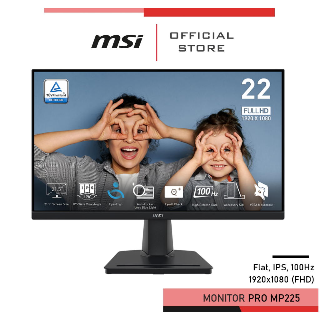 MSI PRO MP225 Monitor จอคอมพิวเตอร์ 21.5" (55 cm) 1920x1080 (FHD)