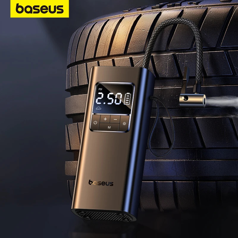 Baseus Air Pump Portable Wireless Car Compressor for Car Bike Motorcycles Rechargeable Digital Electric Tire Inflator