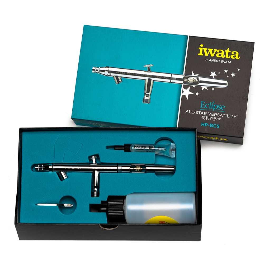 Iwata Eclipse HP-BCS Siphon Feed Dual Action Airbrush 0.5mm แอร์บรัชกรวยล่าง+1ขวด 60มล. ประกัน 5 ปี/