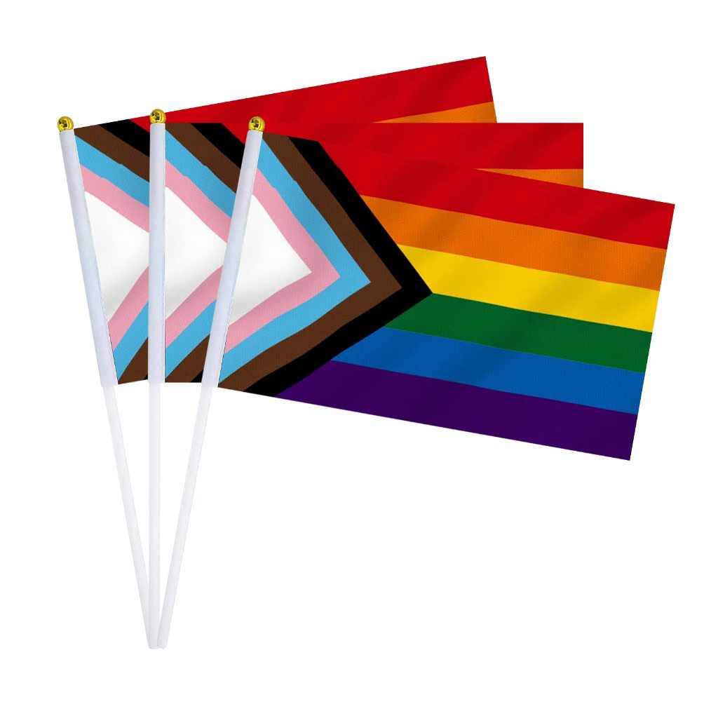 Progress Rainbow Pride ธงตกแต่งถือขนาดเล็ก LGBTQ เกย์ Bisexual Transgender มินิภูมิใจเดือนธง
