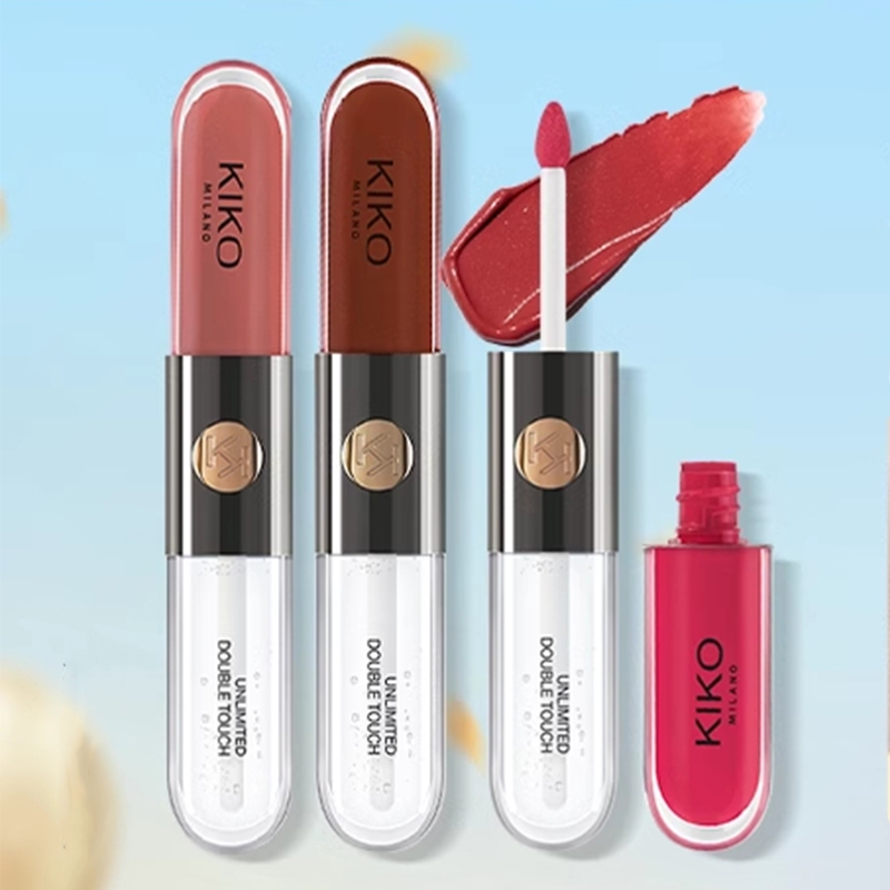 นำเข้าเดิม KIKO MILANO Unlimited Double Touch อันลิมิเต็ด ดับเบิ้ล ทัช ลิปติดทน กันน้ำ, 2x3ml