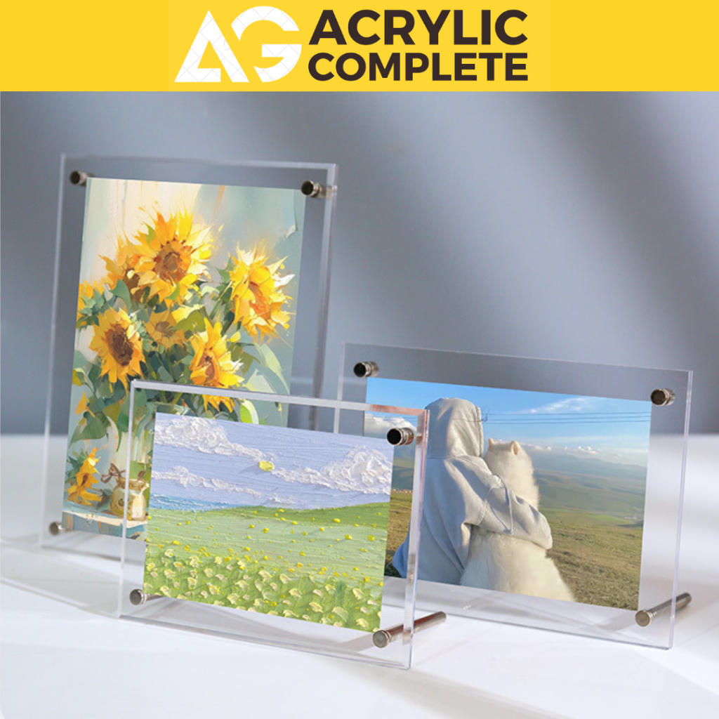 กรอบรูปอะคริลิคใส่รูปภาพ โปสเตอร์ โบว์ชัวร์ A4 A5 5นิ้ว 6นิ้ว 7นิ้ว พร้อมขาตั้งโต๊ะ