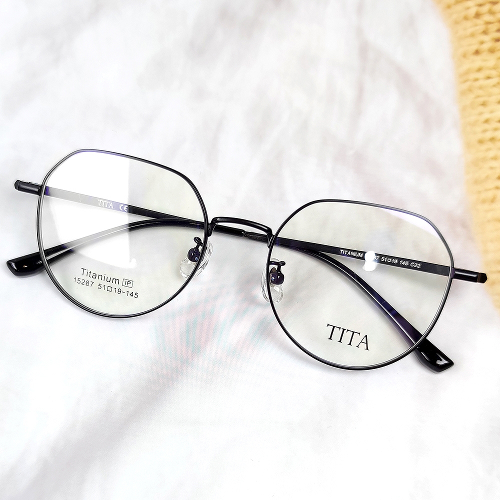 กรอบ พร้อม ตัดเลนส์สายตา แว่นตา TITA ไทเทเนียม รุ่น 15287-C32 สีดำ  น้ำหนักเบา ทนทาน นั่งทับได้