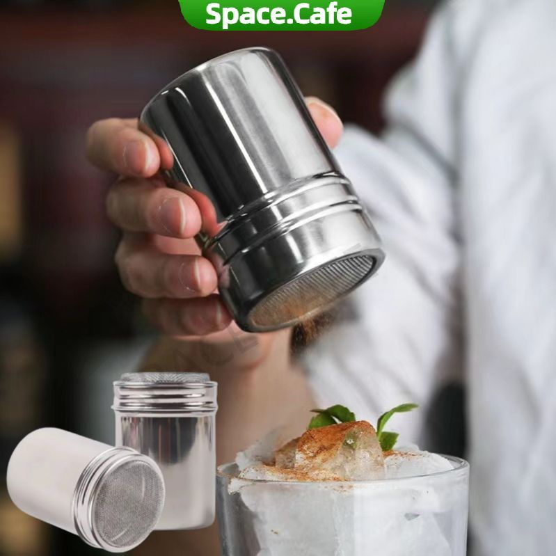 [Space.Cafe]กระปุกโรยผงโกโก้ ที่โรยผงสแตนเลส สําหรับใส่ผงโกโก้ กาแฟ ผงไอซ์ซิ่ง Powder Shaker