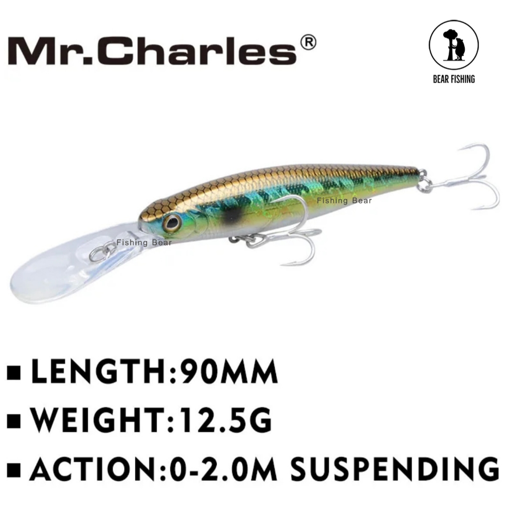 สินค้าในไทย ส่งไว! เหยื่อมินนาว MR.CHARLES ตกปลากระพง ปลาเก๋า 90 mm./12.5.g .