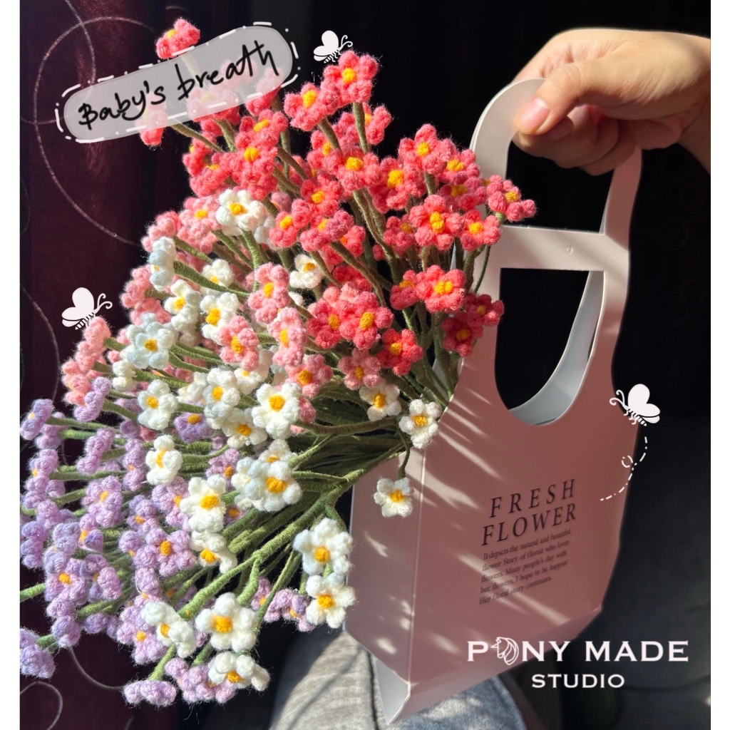 ดอกไม้ถักไหมพรม (Baby’s breath) ดอกยิปโซ สไตล์มินิมอล