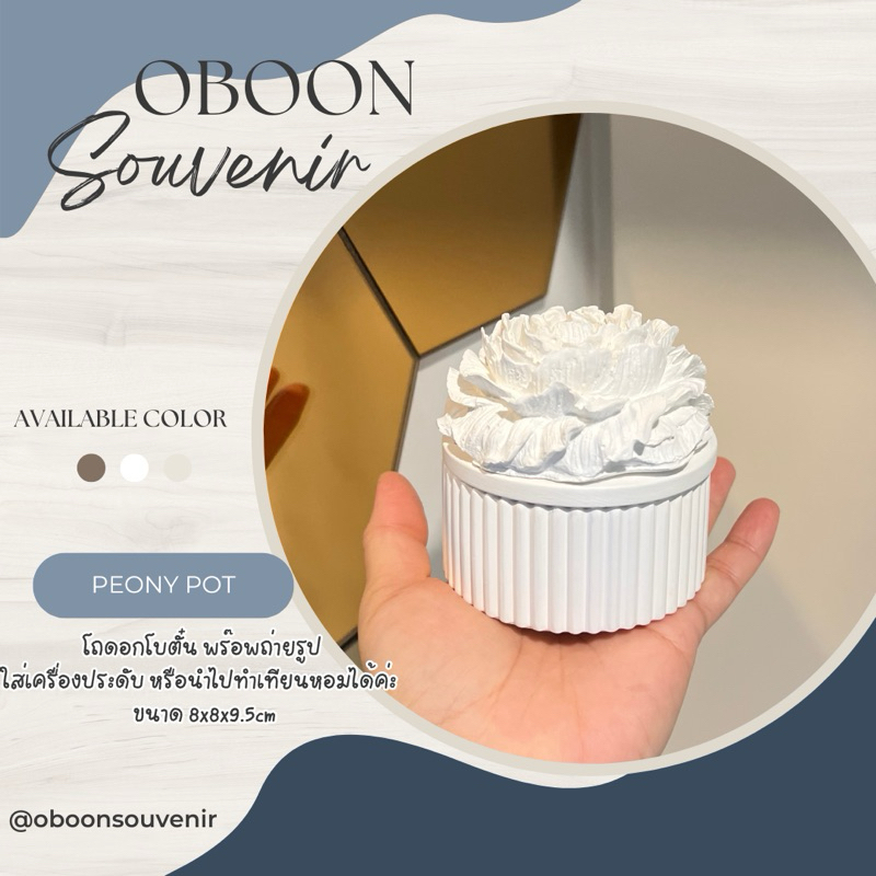 โถปูน PEONY POT ดอกพีโอนี ดอกโบตั๋น ใส่เทียนหอม พร๊อพถ่ายรูป หรือใส่เครื่องประดับ มี 3 สีค่ะ