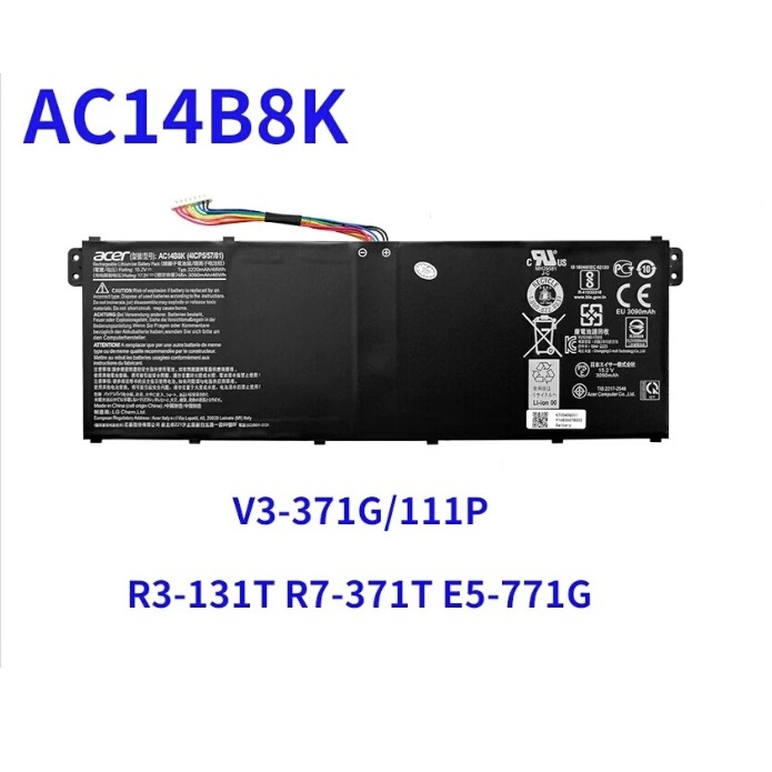 💯(ส่งฟรี ประกัน 1 ปี)แบตเตอรี่ Battery Notebook Acer AC14B8K Acer Swift 3 Nitro 5 AN515-42 AN515-51 AN515-52 ของแท้