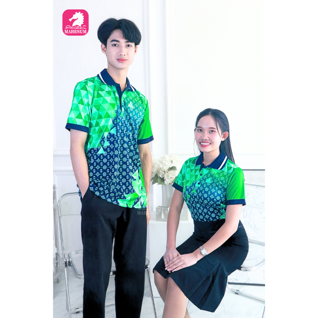 สินค้าใหม่ เสื้อโปโลผ้ากีฬา ลายขอ3 สีเขียว (ตัวเปล่า)