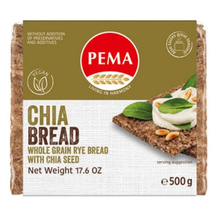 Pema Chia Bread Whole Grain Rye 500g. เปอม่า ขนมปัง โฮลเกรนไรย์