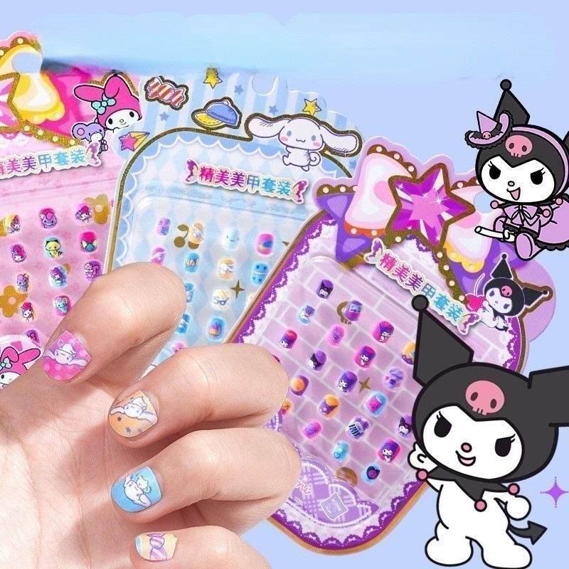 SANRIO สติกเกอร์ติดเล็บ ลายซานริโอ้น่ารัก สําหรับเด็ก จํานวน 24 ชิ้น
