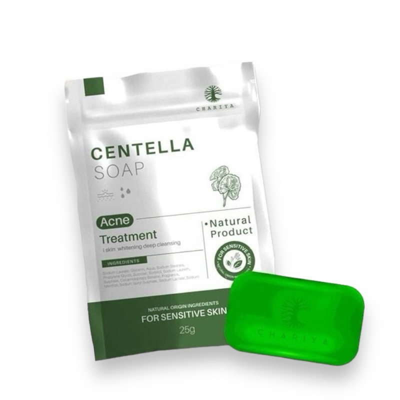 สบู่ชาริยา (ก้อนเล็ก) สบู่ใบบัวบก CHARIYA CENTELLA SOAP ขนาด 25 กรัม