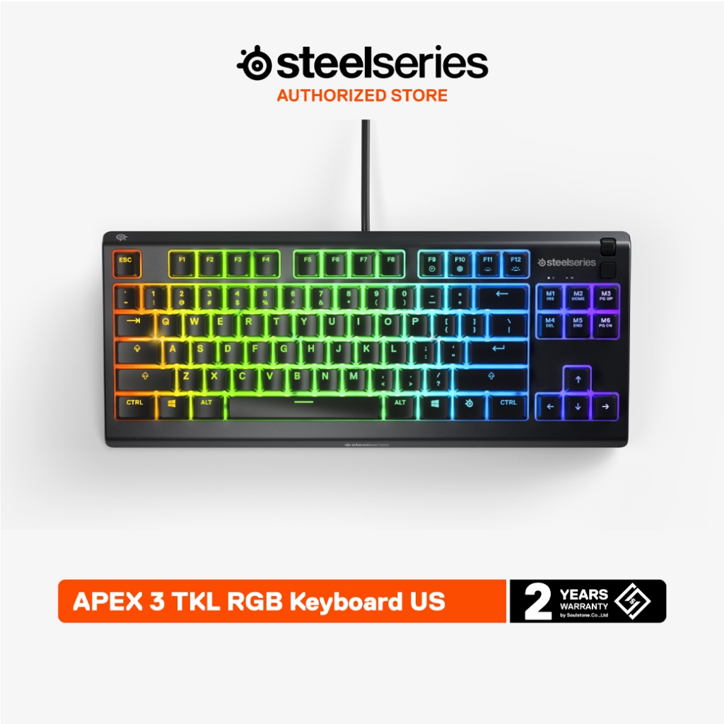 SteelSeries Apex 3 TKL RGB Gaming Keyboard คีบอร์ดเกมมิ่ง Ten Key Less ไฟ RGB เสียงกดเงียบ ปุ่ม US