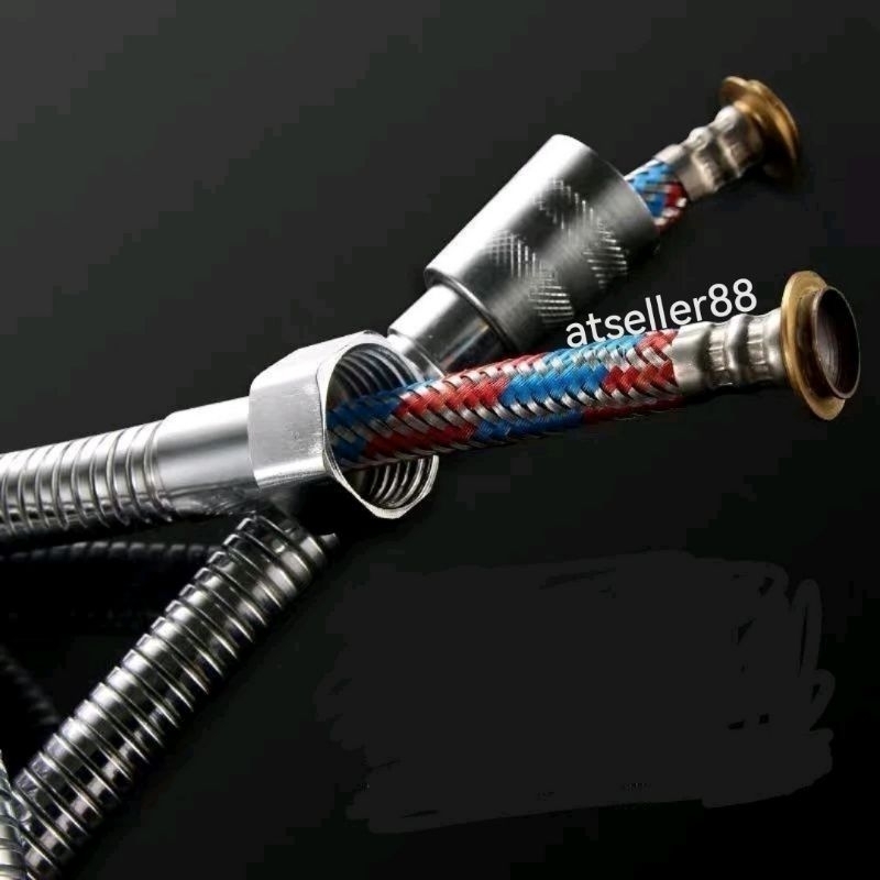 รุ่นหนาน้ำแรงใช้ดี สายฝักบัวอาบน้ำ สายชำระ สแตนเลสทั้งเส้น เครื่องทำน้ำอุ่นน้ำออกเข้า2ชั้นมีลาย