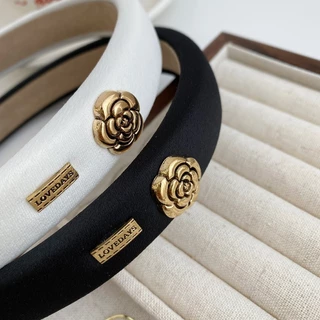 ที่คาดผม Camellia ติดอะไหล่ทอง บุผ้าอย่างดี คาดผมไม่เป็นรอย