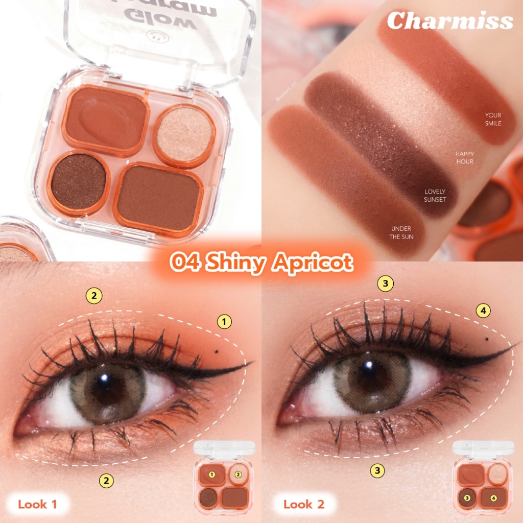 #สินค้ามีตำหนิ ไม่มีผลต่อการใช้งาน Charmiss Glowlogram Eyeshadow Palette - 04 Shiny Apricot