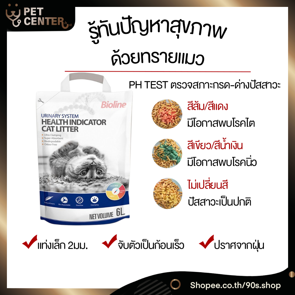Bioline - Tofu Urinary Indicator ทรายแมวตรวจสุขภาพ ทรายแมวตรวจโรค ทรายแมวเต้าหู้ตรวจฉี่