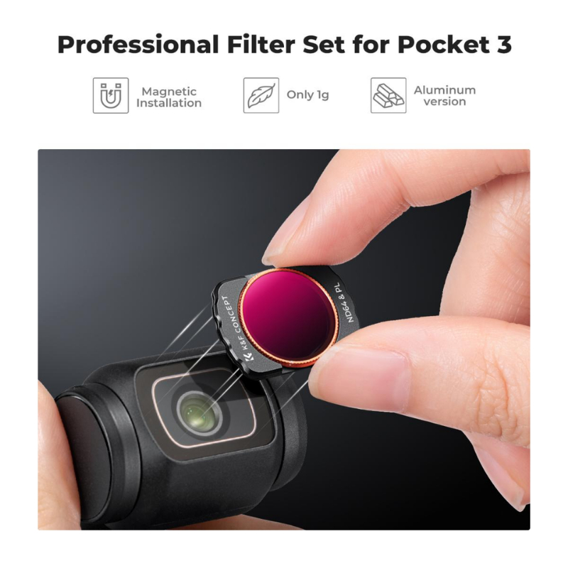 K&F DJI OSMO Pocket3 Filter UV+CPL+ND16/PL,ND32/PL,ND64/PL,ND256/PL (SKU.2149)