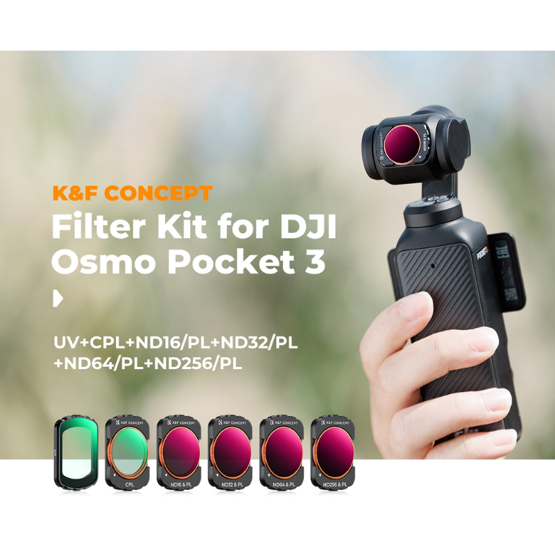 K&F DJI OSMO Pocket3 Filter UV+CPL+ND16/PL,ND32/PL,ND64/PL,ND256/PL (SKU.2149)