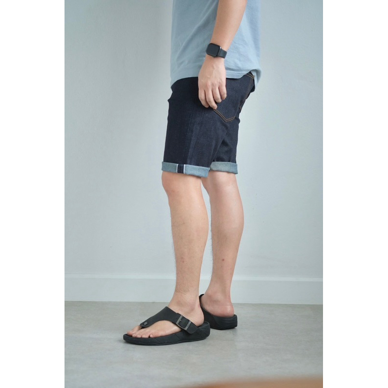 กางเกงยีนส์ริมแดงขาสั้นผ้ายืด12.5ออนซ์เป้าซิปย้อมสีDouble indigo เข้มจัดใส่สบายเฟดสวยทรงSLIM-FITป้ายหนังแท้ - รูปที่ 2