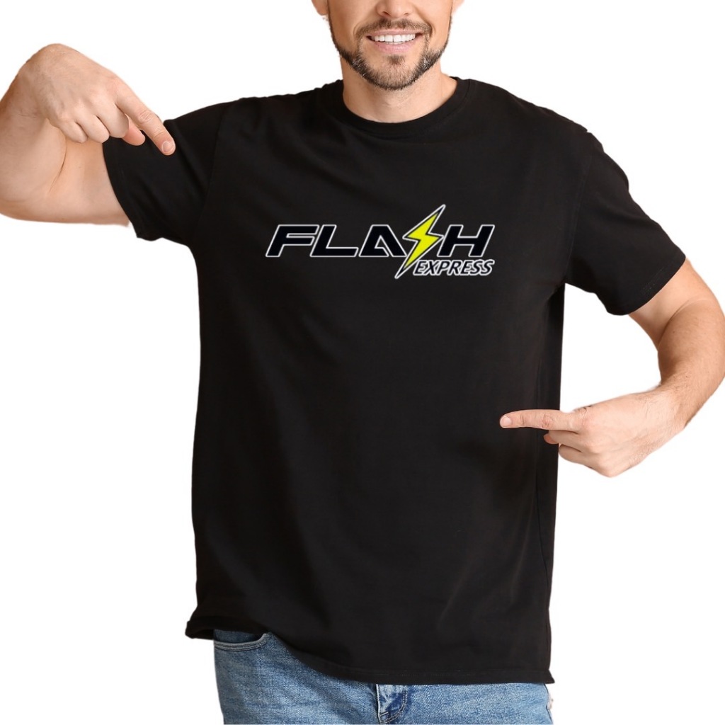เสื้อยืดขนส่ง FLASH EXPRESS คอกลม เนื้อผ้าCotton100% (เนื้อผ้าเกรดพรีเมี่ยม) ภาพคมชัด ติดทนทาน ไม่แตก ไม่ลอก ซักสีไม่ตก