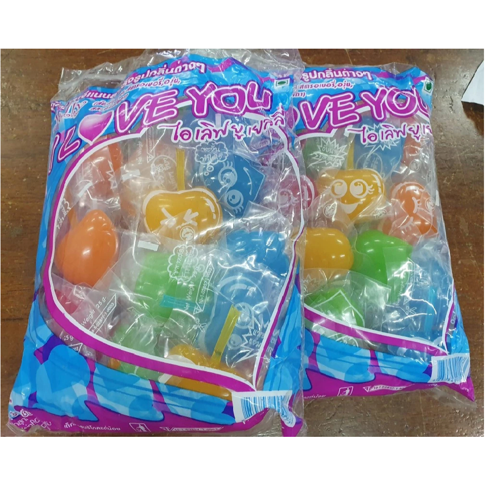 นํ้าหวาน i love you เยลลี่คละรส ไว้แช่ตู้เย็น ถุงละ30 ชิ้น รสผลไม้คละรส เยลลี่หวานเย็น เยลลี่รูปหัวใจ